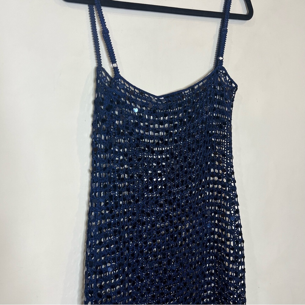 Rat and Boa Lupita glittering sequin crocheted blue maxi dress size S/M NEW! NWT - Picture 12 of 12